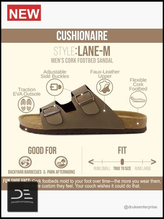 Cork Footbed Men\'s Sandals with Adjustable Buckle Slides main image 6